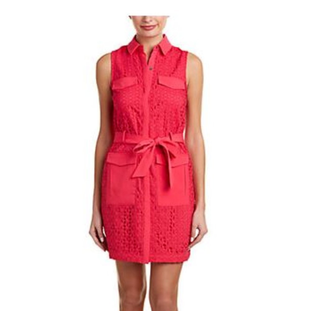 CeCe by Cynthia Steffe Shea Eyelet sleeveless shirtdress S